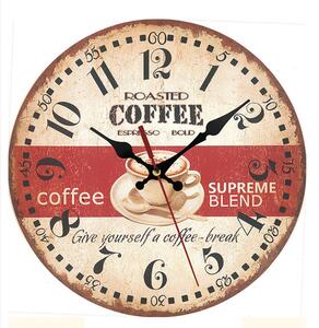 Veselá Stena Drevené nástenné hodiny Ranná káva