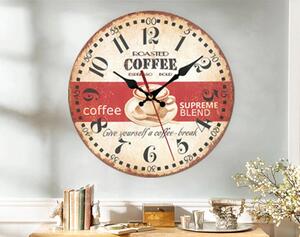 Veselá Stena Drevené nástenné hodiny Ranná káva