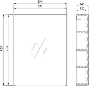 Cersanit City skrinka 59.4x14.1x80 cm so zrkadlom biela S584-024-DSM