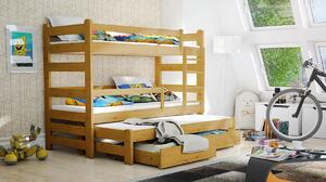 Výsuvná poschodová posteľ 3-osobová Alis PPV 018 Certifikovaná Biela 80 x 180 cm