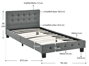 Čalúnená posteľ Manresa 90 x 200 cm - šedá