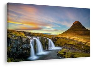 Obraz hory a vodopádov na Islande (90x60 cm)