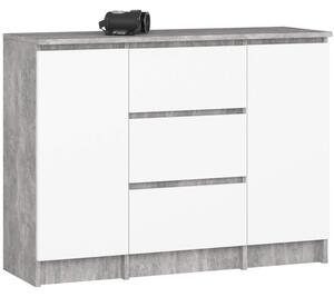 Komoda K100 2D 3SZ betón / biela