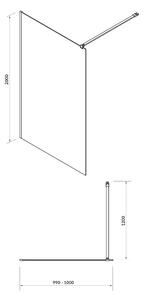 Cersanit Mille stena sprchového kúta walk -in 100 cm chróm lesklý/sklo priehľadné S161-001