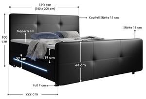 Pružinová posteľ Oakland 140 x 200 cm umelá koža s matracmi v čiernej farbe