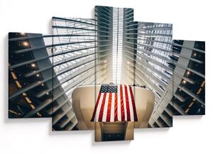 Obraz stavby s vlajkou USA (150x105 cm)