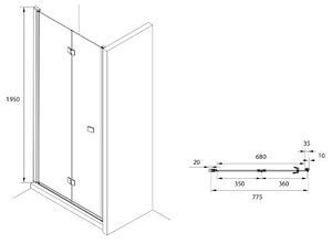 Roca Capital sprchové dvere 80 cm skladané AM4508012M