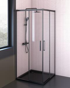 Oltens Breda sprchovací kút 80x80 cm obdĺžniková čierna matné/priehľadné sklo 20005300