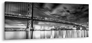 Obraz - Most Benjamina Franklina, Filadelfia, čiernobiely (120x50 cm)