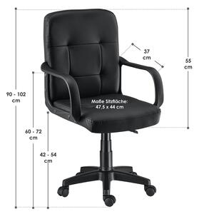 Kancelárska stolička Pensacola výškovo nastaviteľná s polstrovaním v čiernej farbe