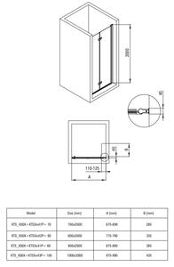 Deante Kerria Plus, skladacie sprchové dvere do otvoru 80x200cm, 6mm číre sklo s ActiveCover, chrómový profil, KTSX042P