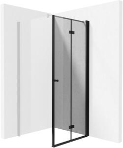 Deante Kerria Plus, skladacie sprchové dvere do otvoru 70x200cm, 6mm číre sklo s ActiveCover, čierny profil, KTSXN47P