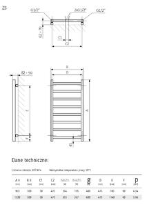 LaVita Lungo kúpeľňový radiátor dekoratívny 96x50 cm biela 5901804783357