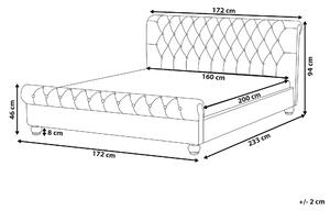 Rám postele béžové zamatové čalúnenie čierne drevené nohy king 160x200 cm s gombíkmi elegantná
