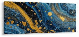 Obraz - Modrá abstrakcia so zlatom (120x50 cm)