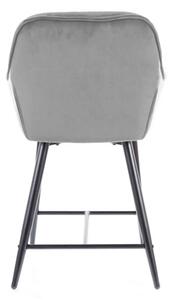 Barová stolička CHERRY H-2 VELVET čierny rám/sivá BLUVEL 14