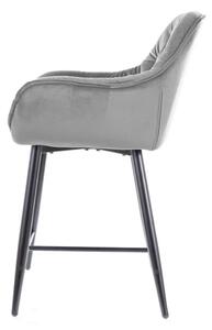 Barová stolička CHERRY H-2 VELVET čierny rám/sivá BLUVEL 14