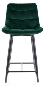 Polovičná barová stolička CHIC H-2 VELVET čierny rám / zelená BLUVEL 78