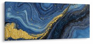 Obraz - Modro-zlatá abstrakcia (120x50 cm)