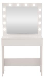 Toaletný stolík s LED zrkadlom biely 140x41,5x80cm
