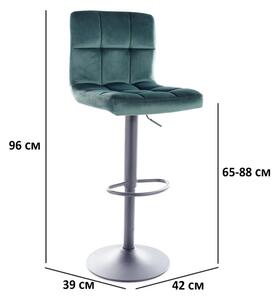 Barová stolička C105 VELVET čierny rám / zelená BLUVEL 78