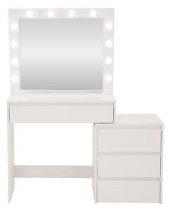 Toaletný stolík s LED zrkadlom biely 145x35x115cm