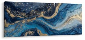Obraz - Modrozlatý abstraktný mramor (120x50 cm)