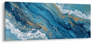 Obraz - Bledomodrý mramor so zlatom II. (120x50 cm)