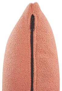 Leňoška broskyňová ružová buklé čalúnenie kovové nohy pravostranná s vankúšom moderný dizajn