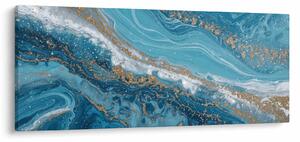 Obraz - Bledomodrý mramor so zlatom I. (120x50 cm)