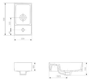 Cersanit Crea umývadlo 40x22 cm obdĺžnik umývadlo na nábytok biela K114-004
