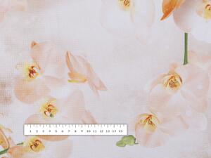 Teflónová látka na obrusy TF-045 Orchidey na béžovom - šírka 150 cm