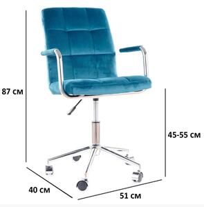 Kancelárska stolička Q-022 zamat tyrkysová bluvel 85