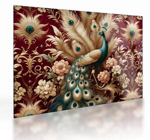 Sklenený obraz – Elegantný páv (70x50 cm)
