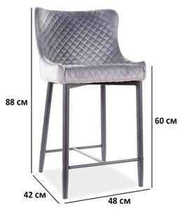 Barová stolička COLIN B H-2 VELVET čierny rám/sivá BLUVEL14