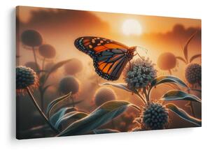 Obraz – Motýľ v zapadajúcom slnku (90x60 cm)