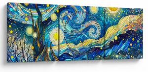 Obraz – Mozaika hviezdnej noci (s hodinami) (90x30 cm)