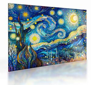 Sklenený obraz – Mozaika hviezdnej noci (70x50 cm)