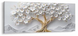 Obraz – 3D elegantný strom života plný kvetov (120x50 cm)