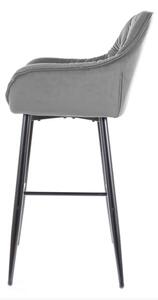 Barová stolička CHERRY H-1 VELVET čierny rám/sivá BLUVEL 14
