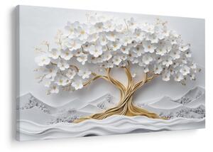 Obraz – 3D elegantný strom života plný kvetov (90x60 cm)
