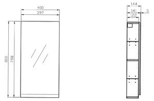 Cersanit Moduo skrinka 40x14.4x80 cm závesné bočné sivá S590-031