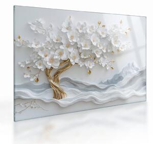 Sklenený obraz – 3D elegantný strom života (70x50 cm)