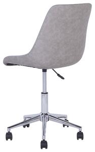 Otočná kancelárska stolička sivej farby s prešívaným čalúnením z umelej kože v striebornej farbe, nastaviteľná výška