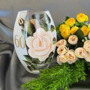 Maľovaná malá výročná váza k narodeninám 60