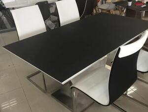 Stôl ALARAS II čierny vzor kameňa / biely lak 120(180)x80