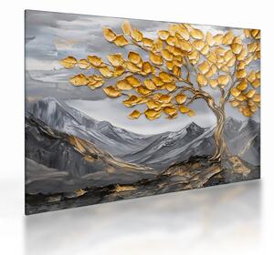 Sklenený obraz – Strom so zlatými listami (70x50 cm)