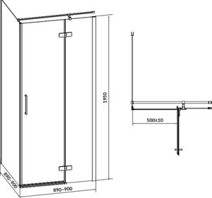 Cersanit Jota sprchovací kút 90x90 cm obdĺžniková čierna matné/priehľadné sklo S160-004