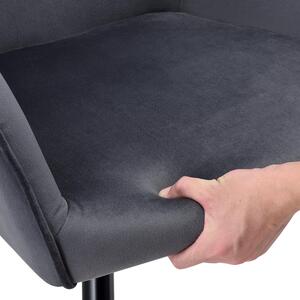 Lounge stolička Tarje so zamatovým poťahom v tmavosivej farbe