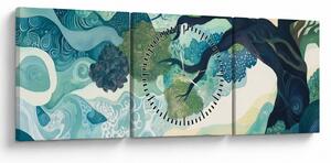 Obraz – Zelená koruna stromu života (s hodinami) (90x30 cm)